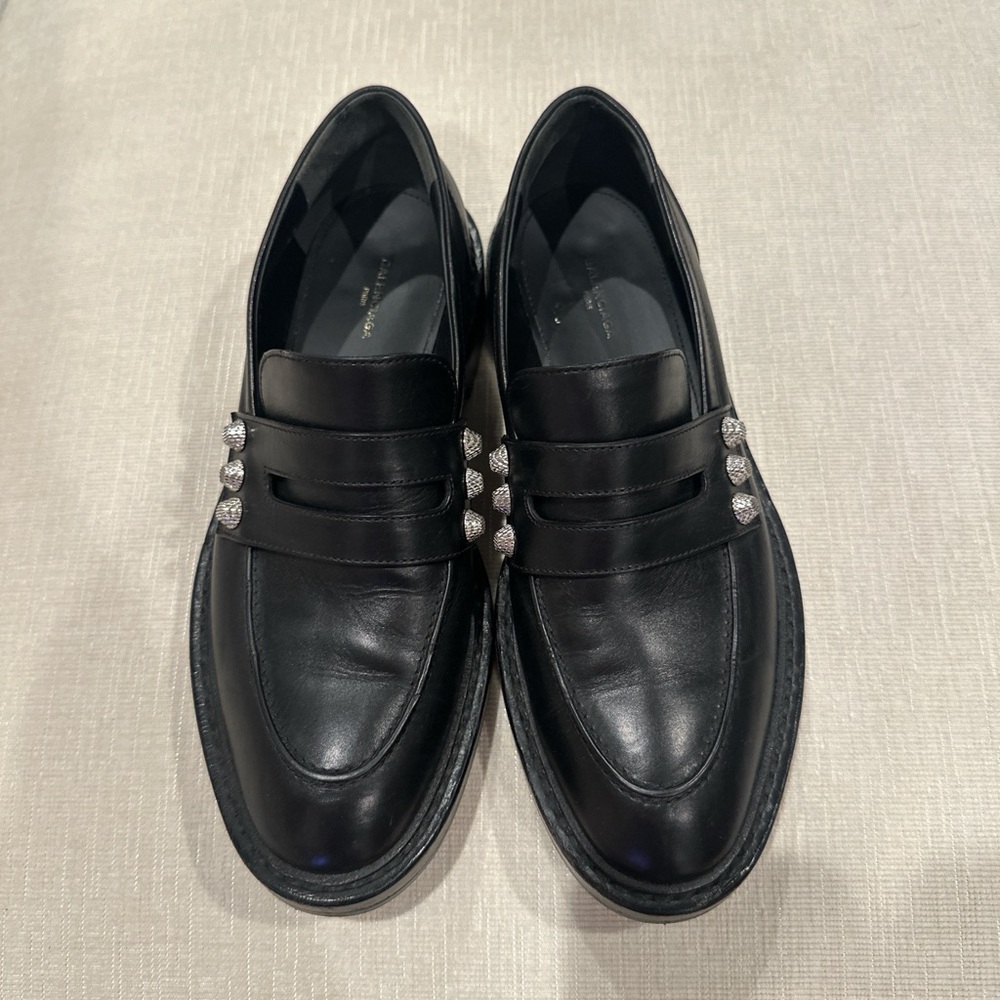 Balenciaga Black Leather Loafers
